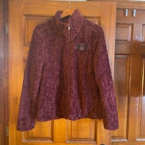 Pendleton fuzzy zip up jacket XL burgundy